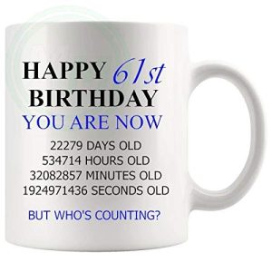 61st Birthday Novelty Gift Mug Blue Lettering