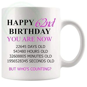 62nd Birthday Novelty Gift Mug Pink Lettering