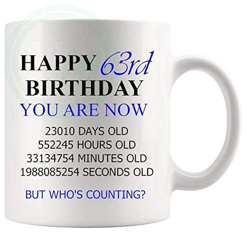 63rd Birthday Novelty Gift Mug Blue Lettering B08BLVKWBL