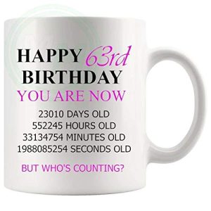 63rd Birthday Novelty Gift Mug Pink Lettering