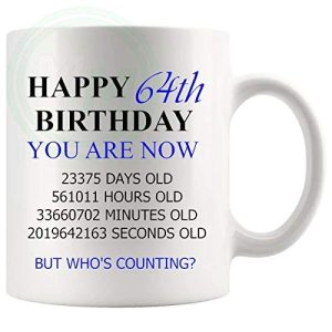 64th Birthday Novelty Gift Mug Blue Lettering