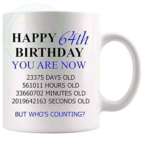 64th Birthday Novelty Gift Mug Blue Lettering B08BLVD7PJ