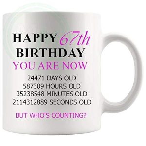 67th Birthday Novelty Gift Mug Pink Lettering
