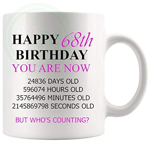 68th Birthday Novelty Gift Mug Pink Lettering B08BLPSDLQ