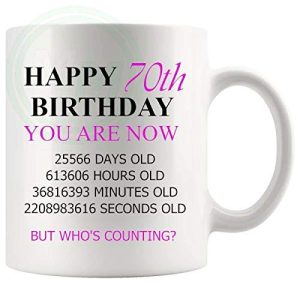 70th Birthday Novelty Gift Mug Pink Lettering