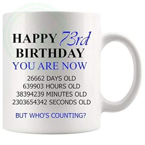 73rd Birthday Novelty Gift Mug Blue Lettering
