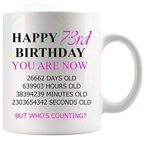 73rd Birthday Novelty Gift Mug Pink Lettering