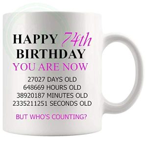 74th Birthday Novelty Gift Mug Pink Lettering
