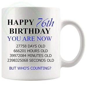 76th Birthday Novelty Gift Mug Blue Lettering