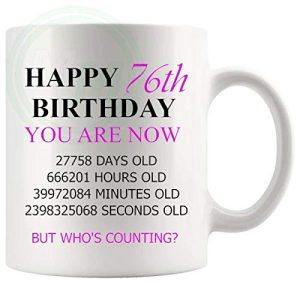 76th Birthday Novelty Gift Mug Pink Lettering