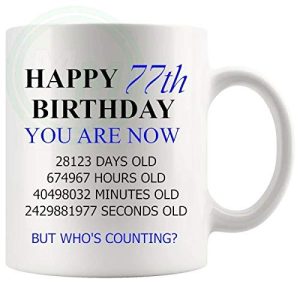 77th Birthday Novelty Gift Mug Blue Lettering