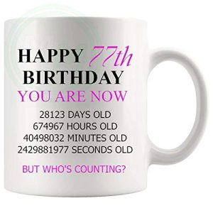 77th Birthday Novelty Gift Mug Pink Lettering