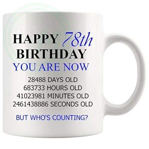 78th Birthday Novelty Gift Mug Blue Lettering