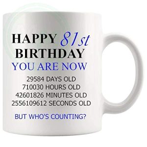 81st Birthday Novelty Gift Mug Blue Lettering