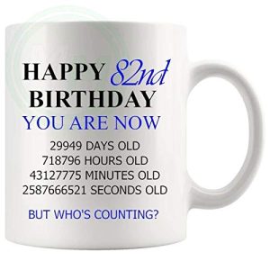 82nd Birthday Novelty Gift Mug Blue Lettering