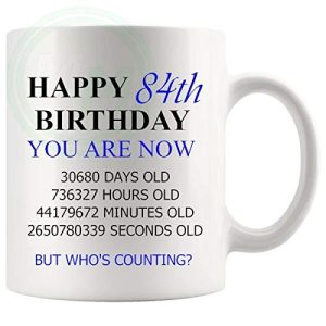 84th Birthday Novelty Gift Mug Blue Lettering