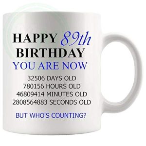 89th Birthday Novelty Gift Mug Blue Lettering
