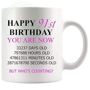 91st Birthday Novelty Gift Mug Pink Lettering