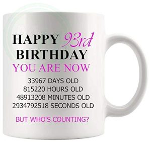 93rd Birthday Novelty Gift Mug Pink Lettering