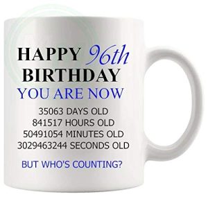 96th Birthday Novelty Gift Mug Blue Lettering