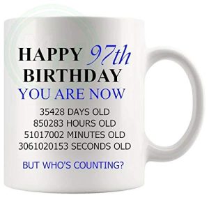 97th Birthday Novelty Gift Mug Blue Lettering