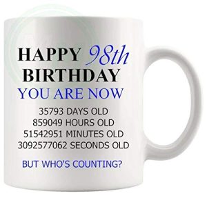 98th Birthday Novelty Gift Mug Blue Lettering