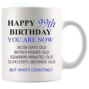 99th Birthday Novelty Gift Mug Blue Lettering