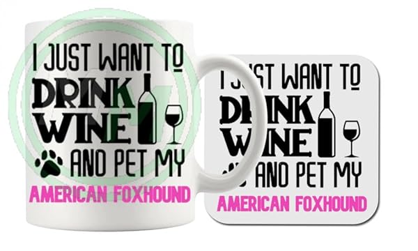 Drink Wine And Pet My American Foxhound Mug Blue B0CJ7VZ5MZ 4